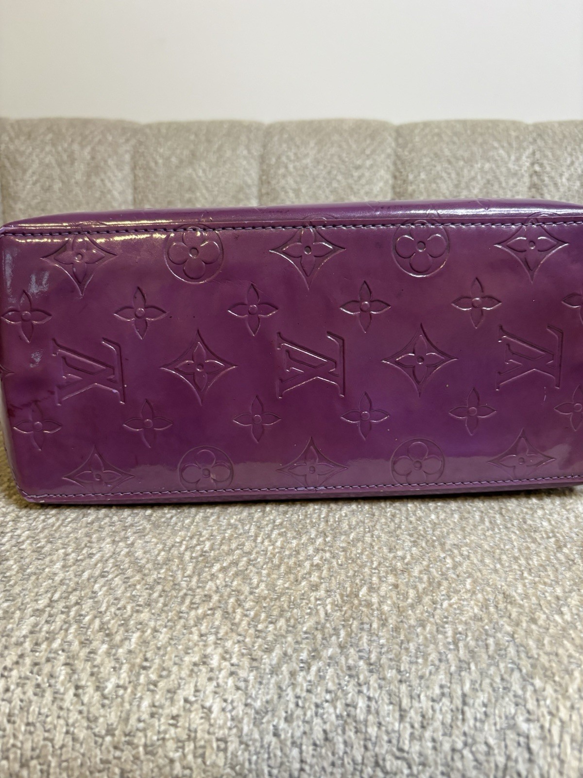 Louis Vuitton Vernis Patent Leather Purple Monogram Tote w/ Top Handles