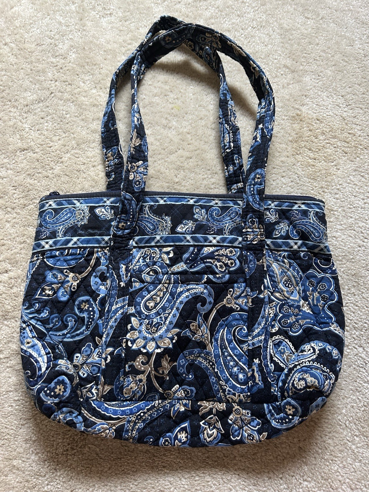 Vera Bradley Windsor Navy Tote Purse Shoulder Bag Blue White Paisley