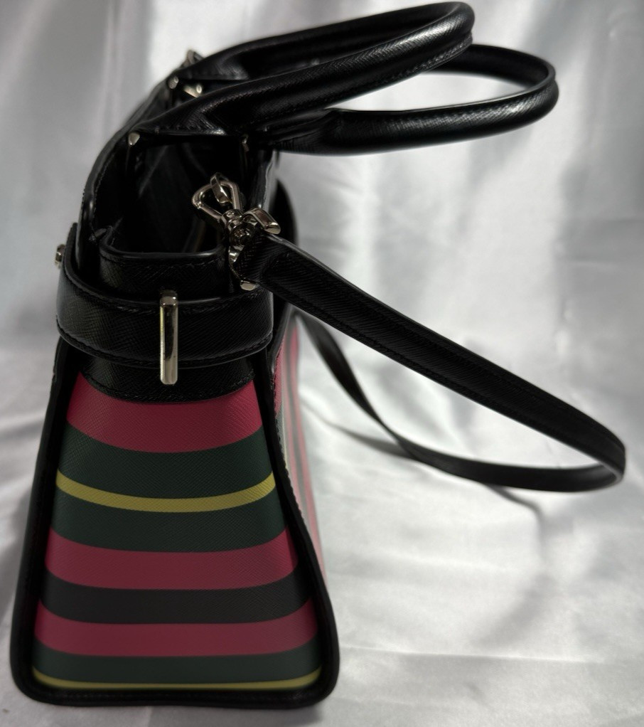 Kate Spade Staci Wrapping Paper Print Black Medium Shoulder Satchel New w/o Tags