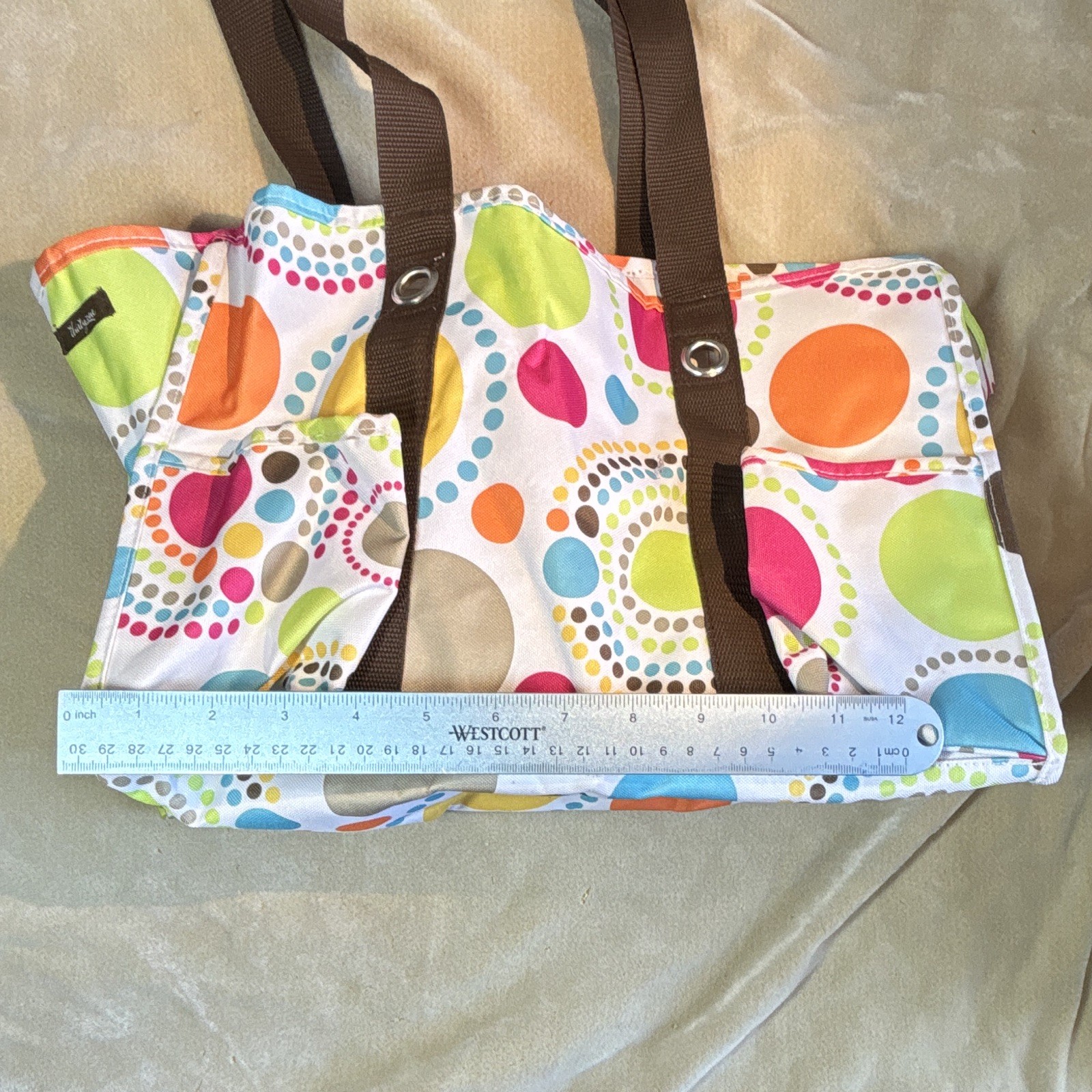Thirty-One Multicolor Polka Dot Medium Tote Bag Lined Inner/Outer Pockets