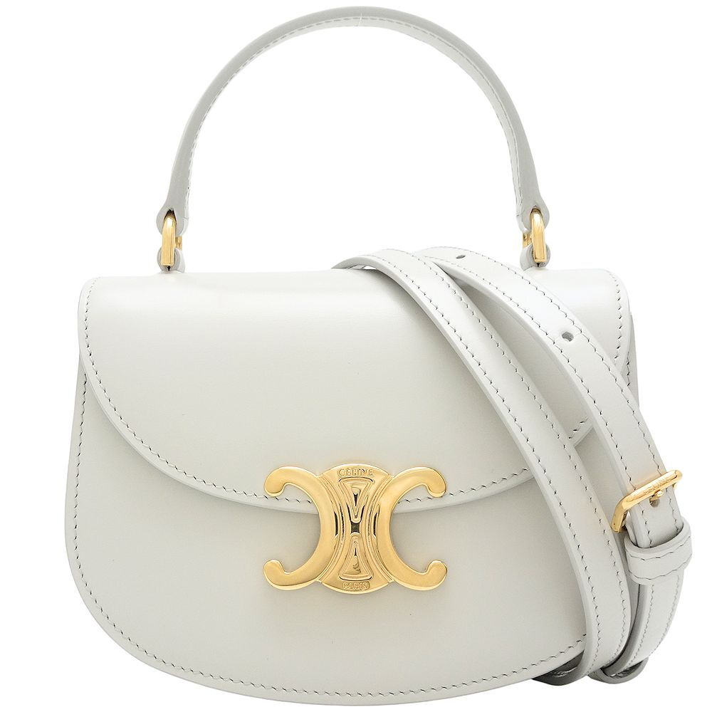CELINE Mini buzas claire Triomphe shiny 10L063ETZ Calfskin Light gray/351049