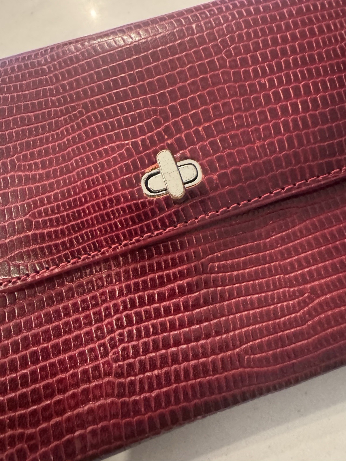 Vintage East West Monsac Original Burgundy Lizard Embossed Shoulder Bag/Cluth