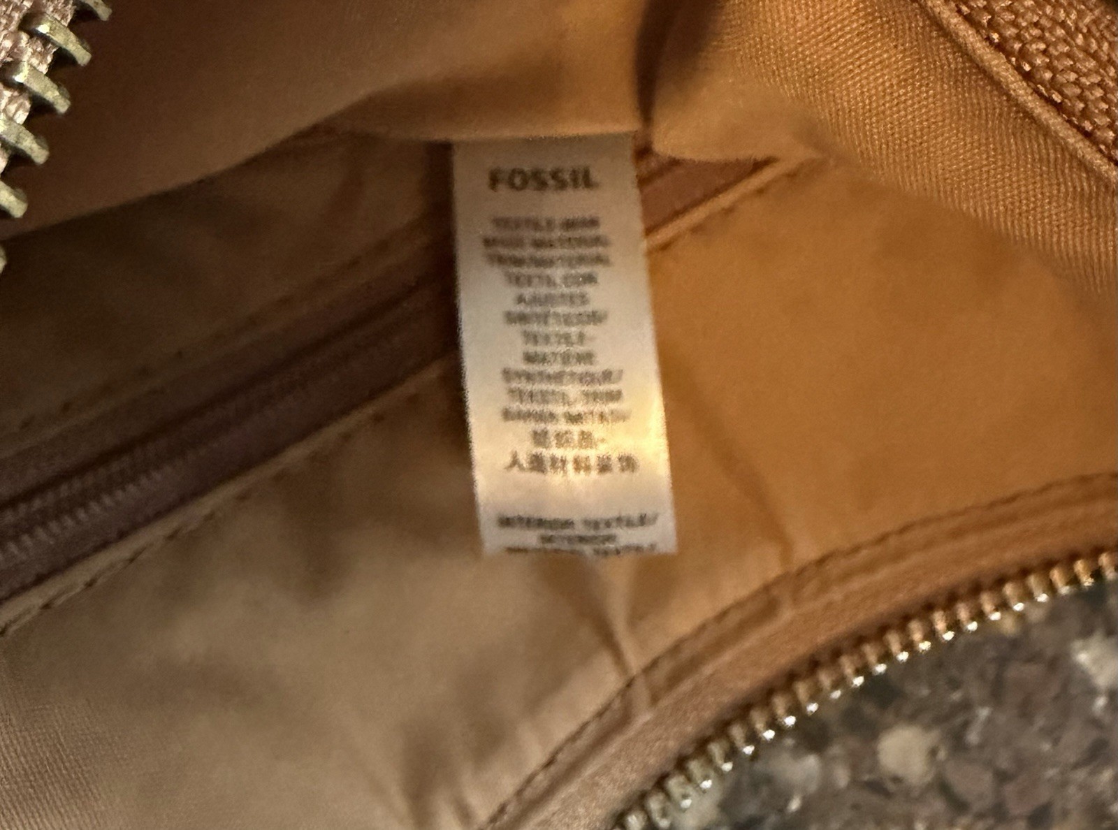Fossil Fabric & Faux Leather Crossbody Striped Bag Key Accent EUC