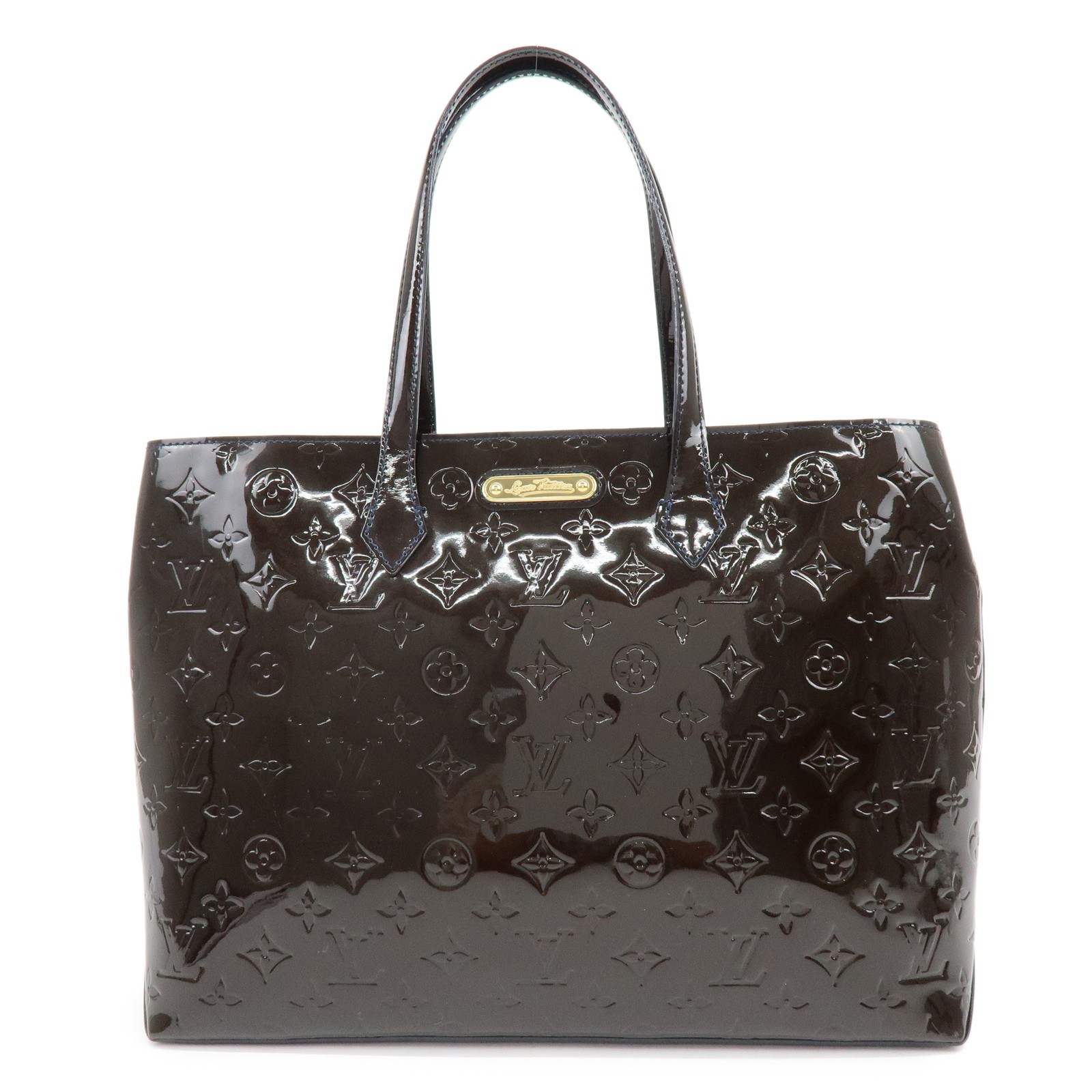 Louis Vuitton Monogram Vernis Wilshire GM Tote Bag Bleu Nuit M91442 Used F/S