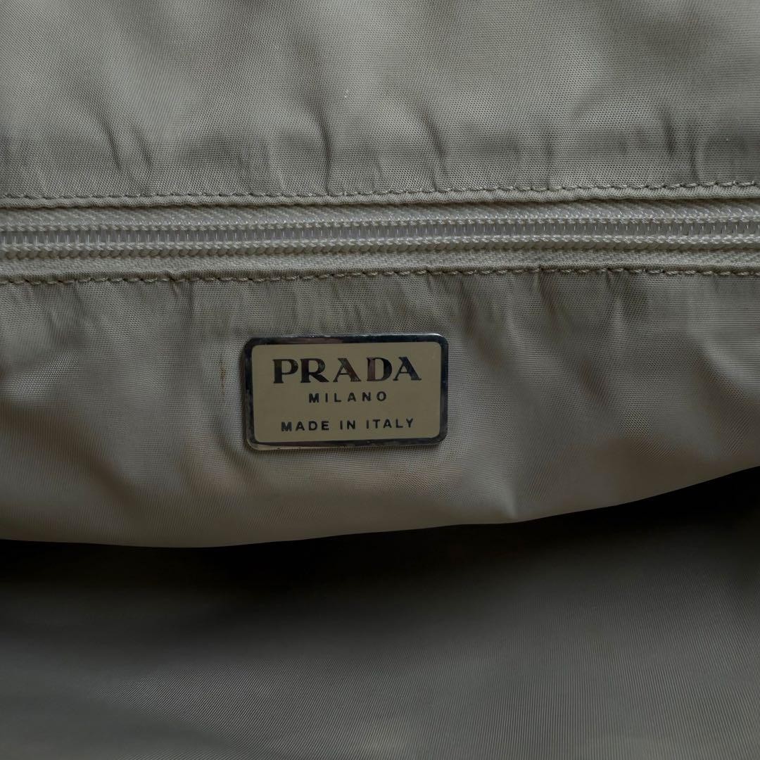 Prada Nylon Handbag Clear Handle Vintage Y2K Beige 31.5cm/12.4in Width