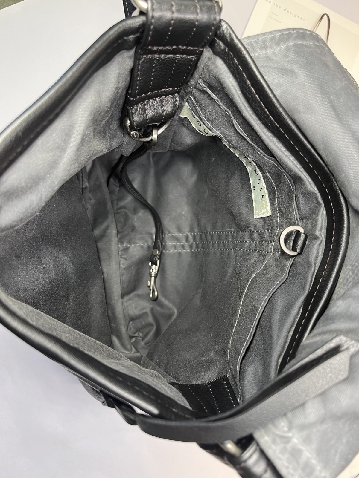 NEW Rough & Tumble 1903 Small Crossbody Bag Black Lamb Leather Gray Lining