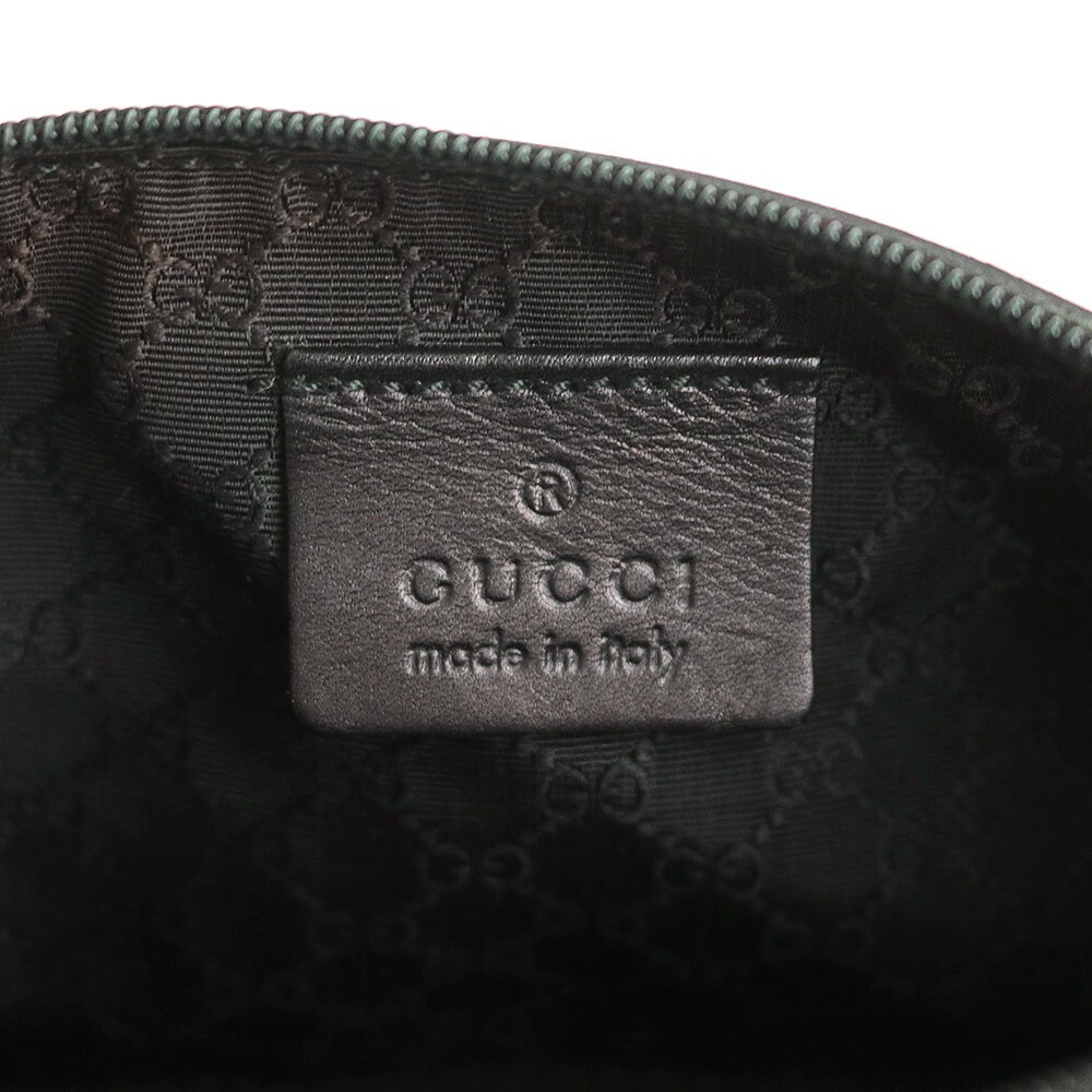 GUCCI Black Sherry Line Leather Canvas Shoulder Bag Accessory Pouch 92820