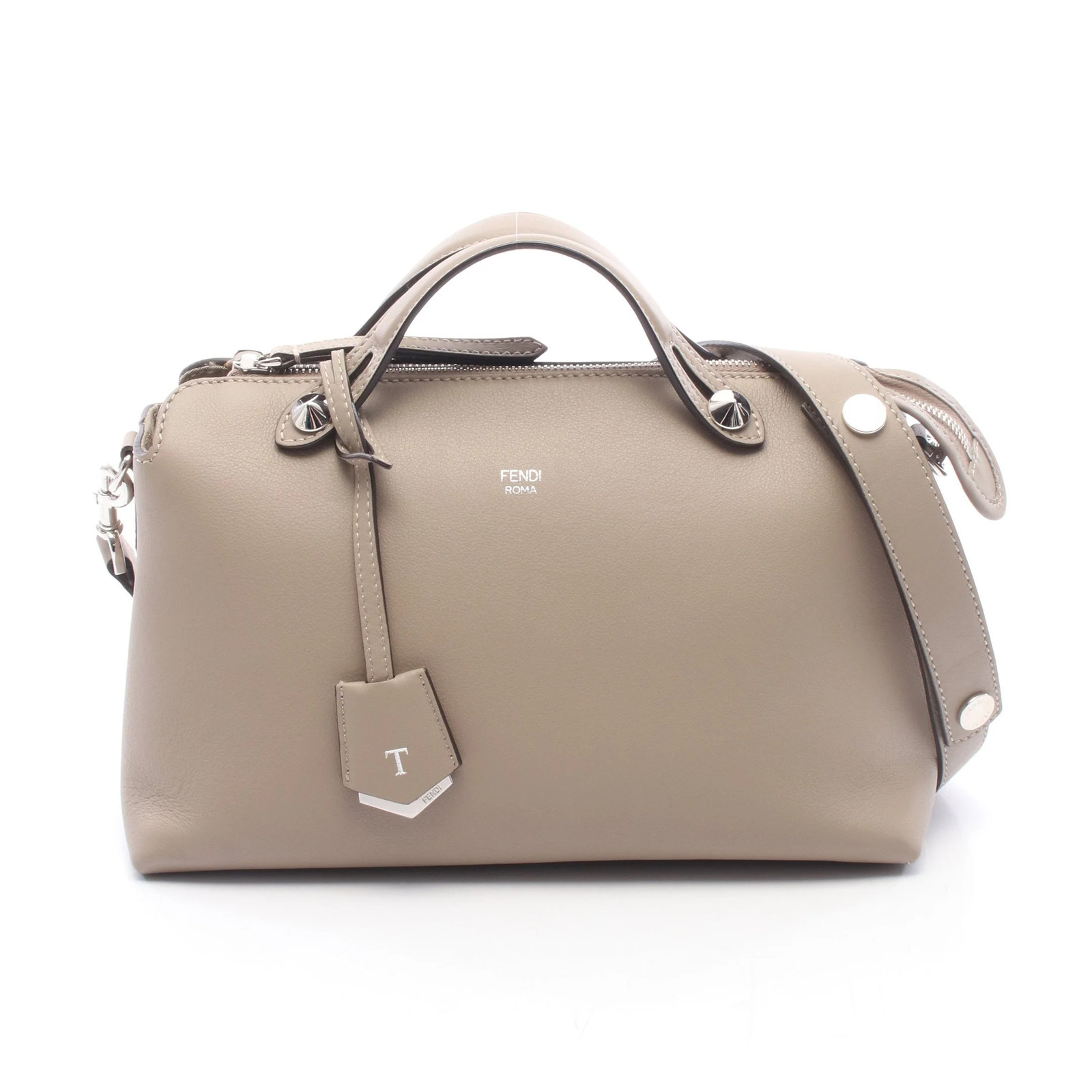 Fendi BY THE WAY MEDIUM 2WAY Handbag Beige Leather #RCB14635