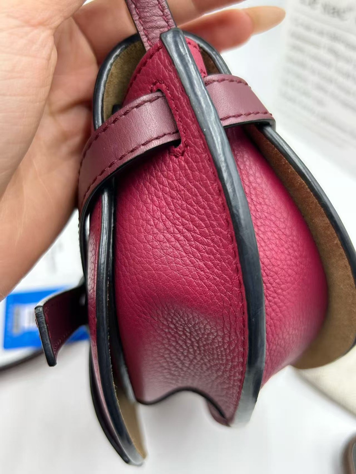 Authentic Loewe Burgundy Calfskin Gate Mini Crossbody Bag Spain