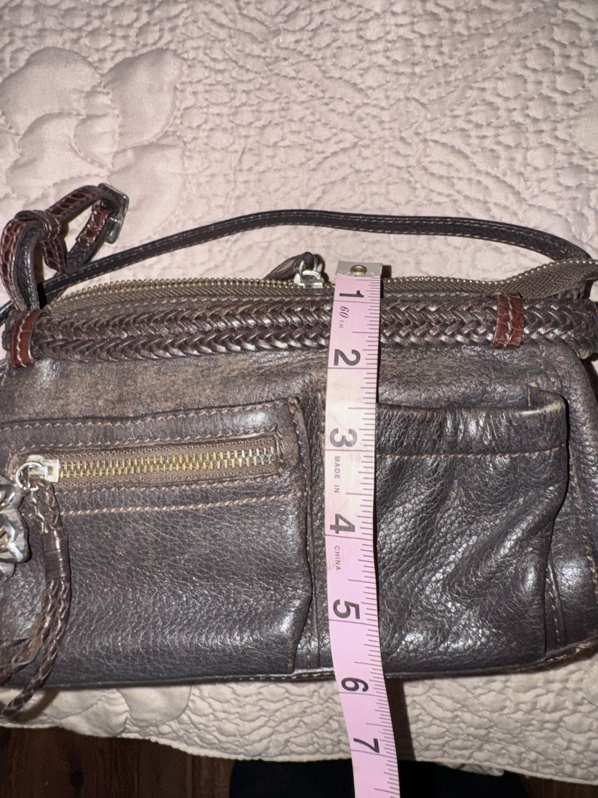BRIGHTON All-In-One Crossbody Shoulder Bag Alligator Embossed Chocolate Leather