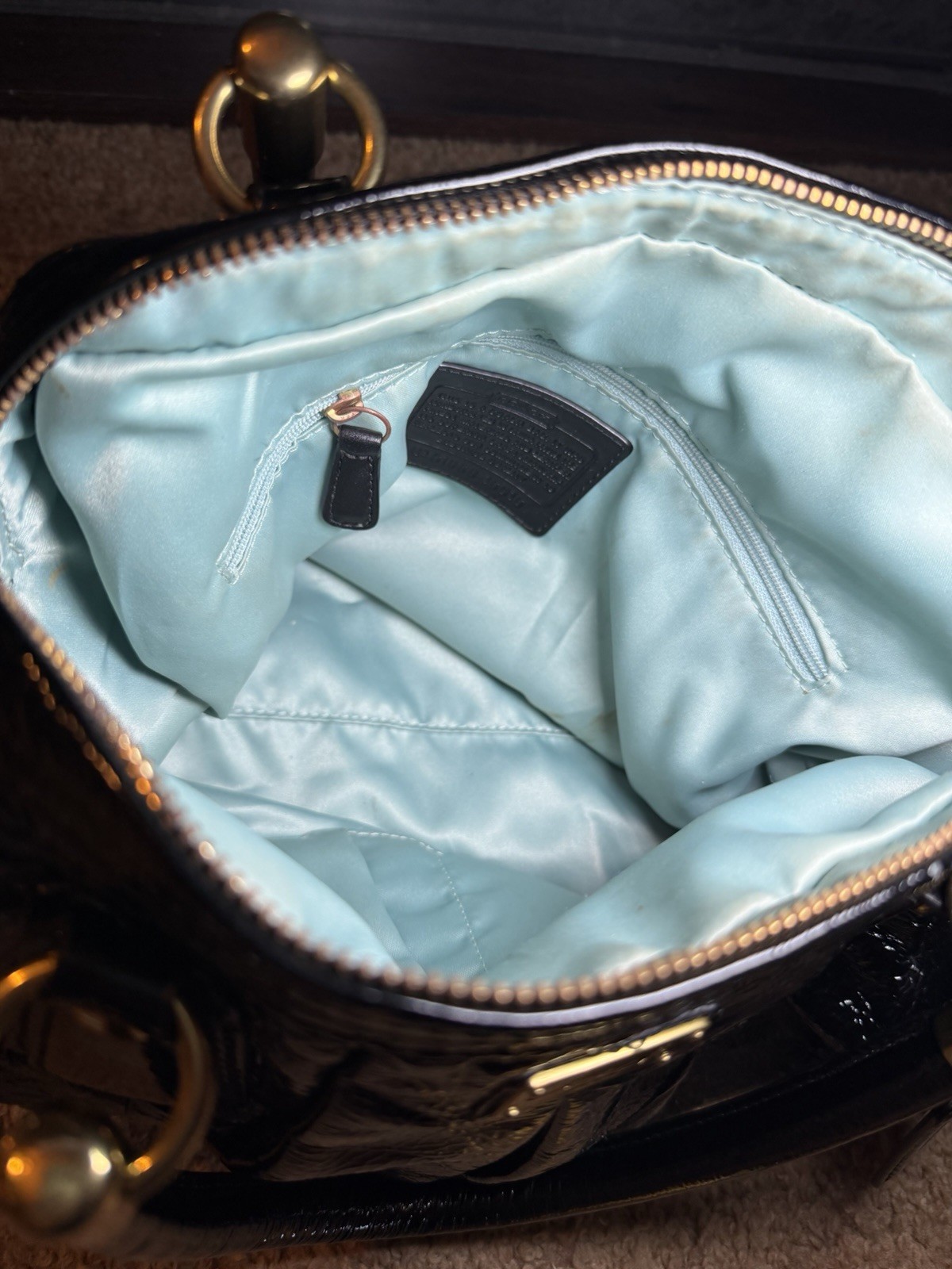 Coach Kristin Patent Leather Satchel Handbag Purse Black Rare