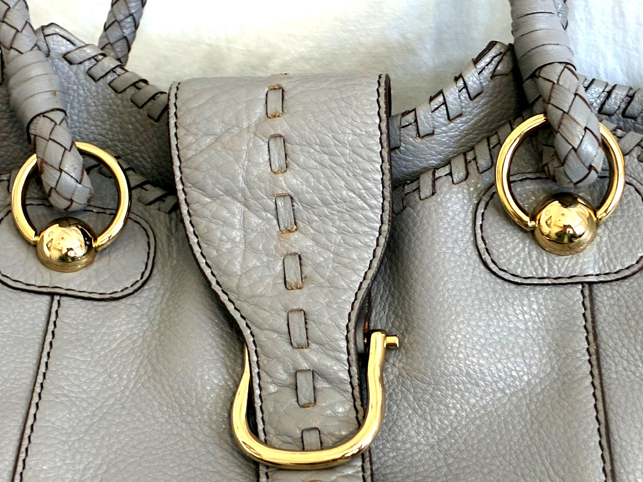 Max-New York Dove Gray Leather Satchel, Shoulder Bag, Carry All, Purse, Tote 489