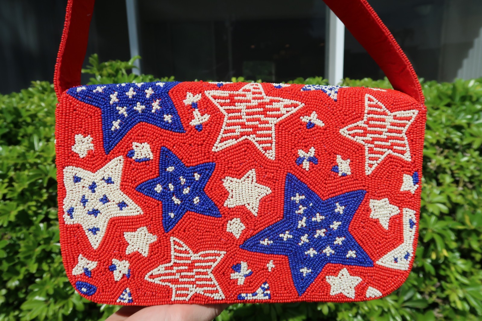 Beaded American Flag Star Shoulder Bag | Beaded Summer Shoulder Purse