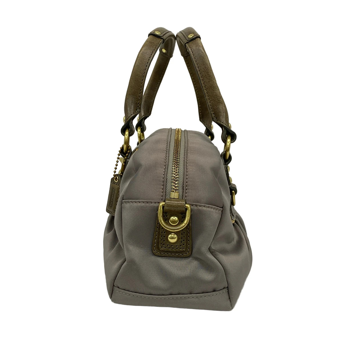 COACH Amanda Satin Mini Satchel 12927 Gray Khaki Satin Leather – Handbag