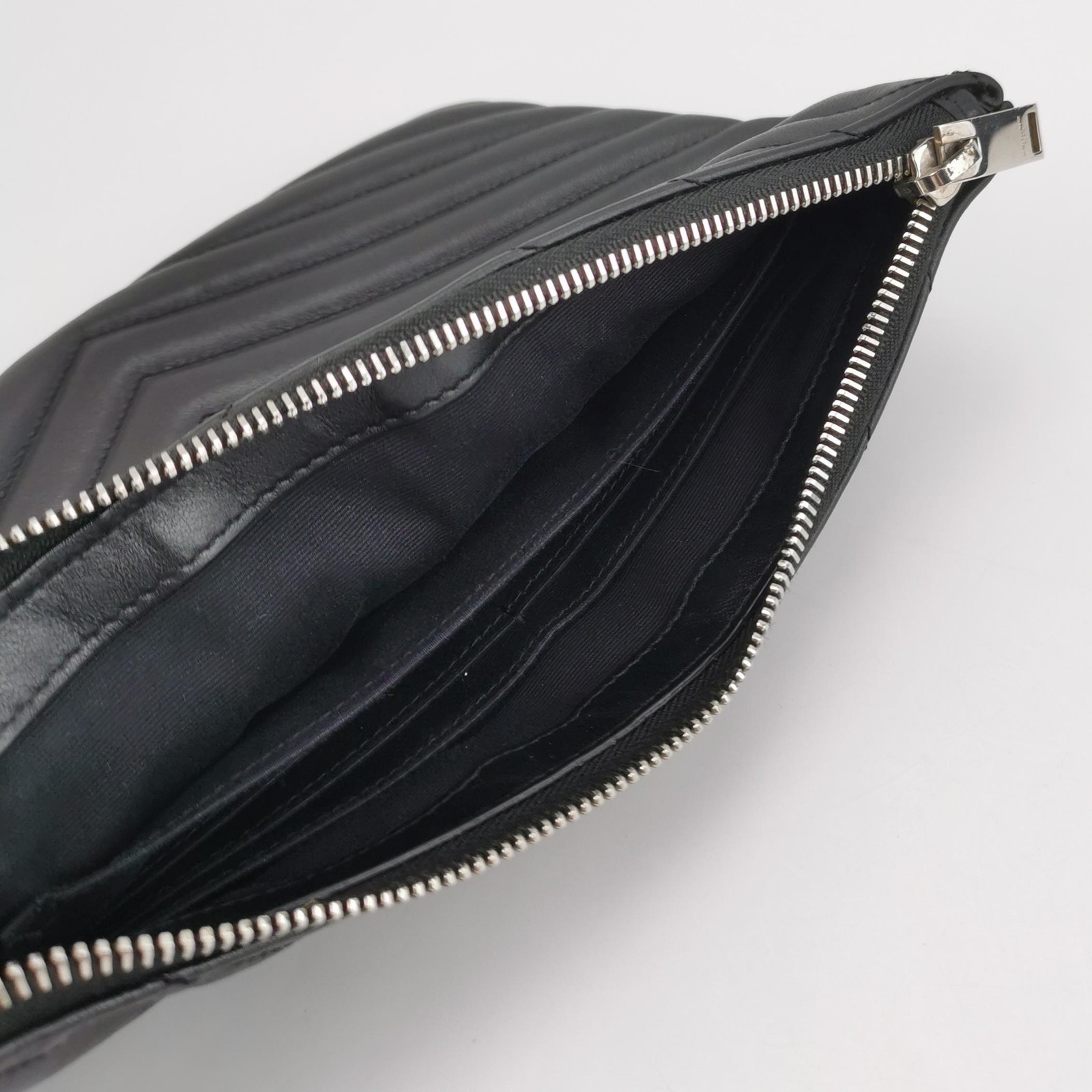 Saint Laurent Monogram Regular Size Black Leather Handheld Clutch US Ship
