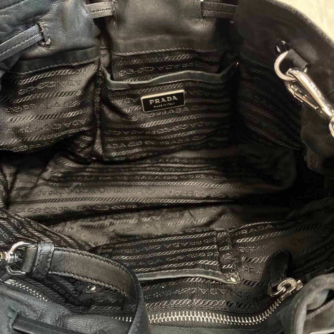 PRADA Nappa Leather Tote Bag Black 34cm x 28cm x 15cm Damaged, Leather Bag Authe