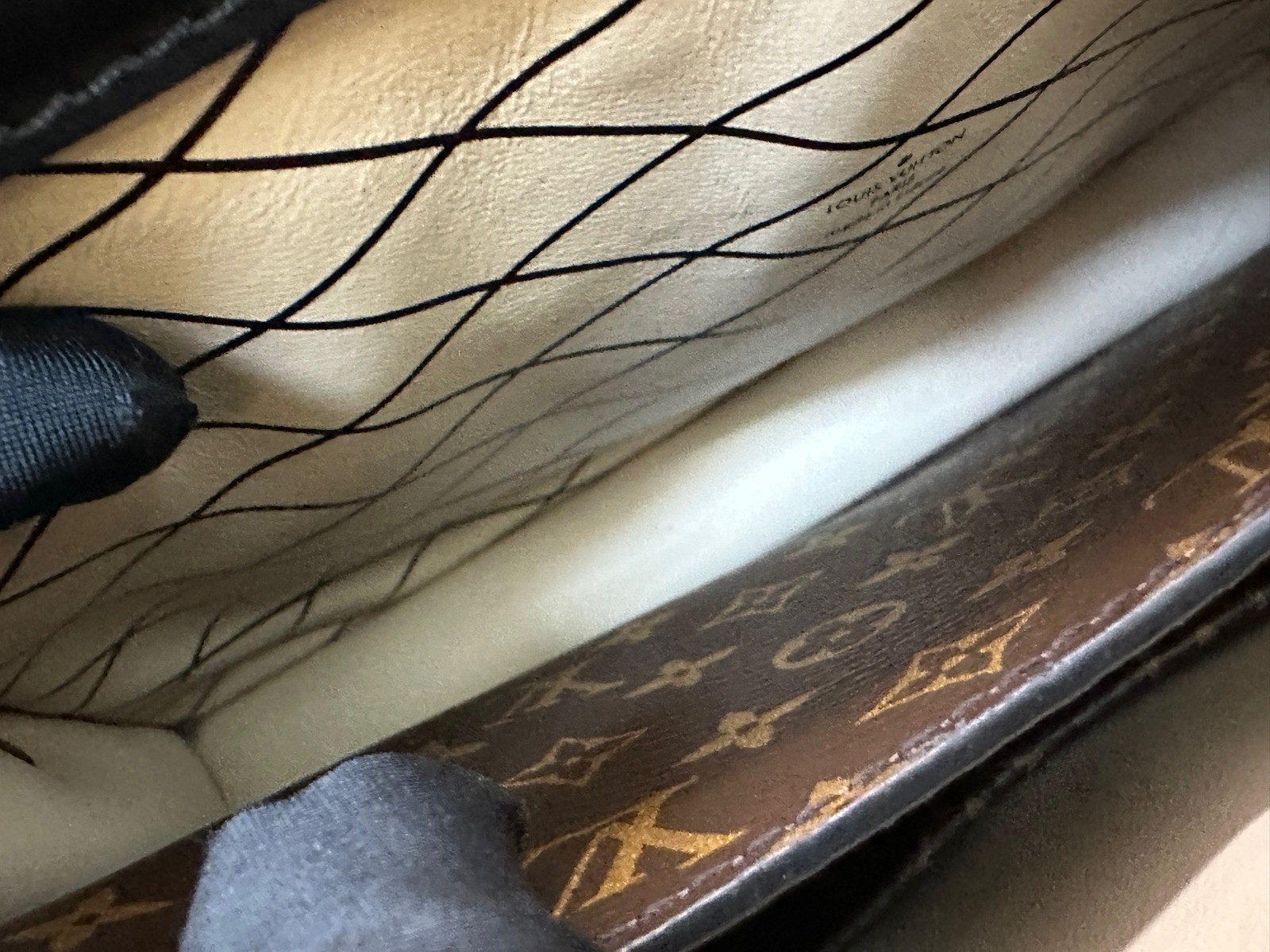 Louis Vuitton Trunk Clutch Monogram Canvas Brown Leather Crossbody Bag Authentic