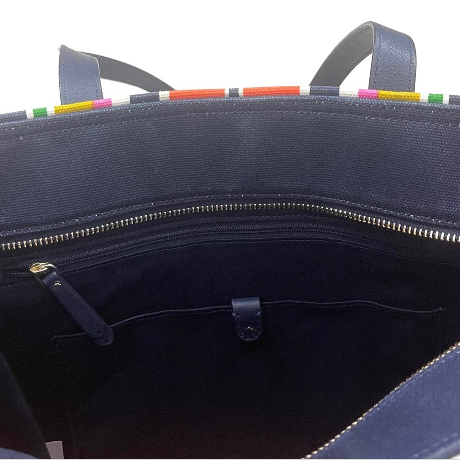 Kate Spade Kitt Large Striped Tote Parisian Navy Multi