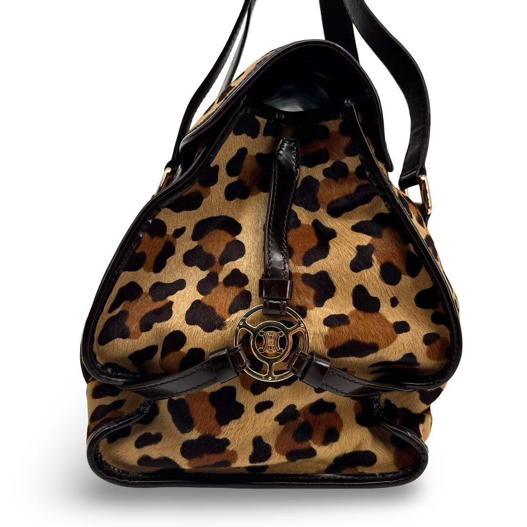 CELINE Tote bag Leopard Triomphe Brown Vintage Authentic From Japan