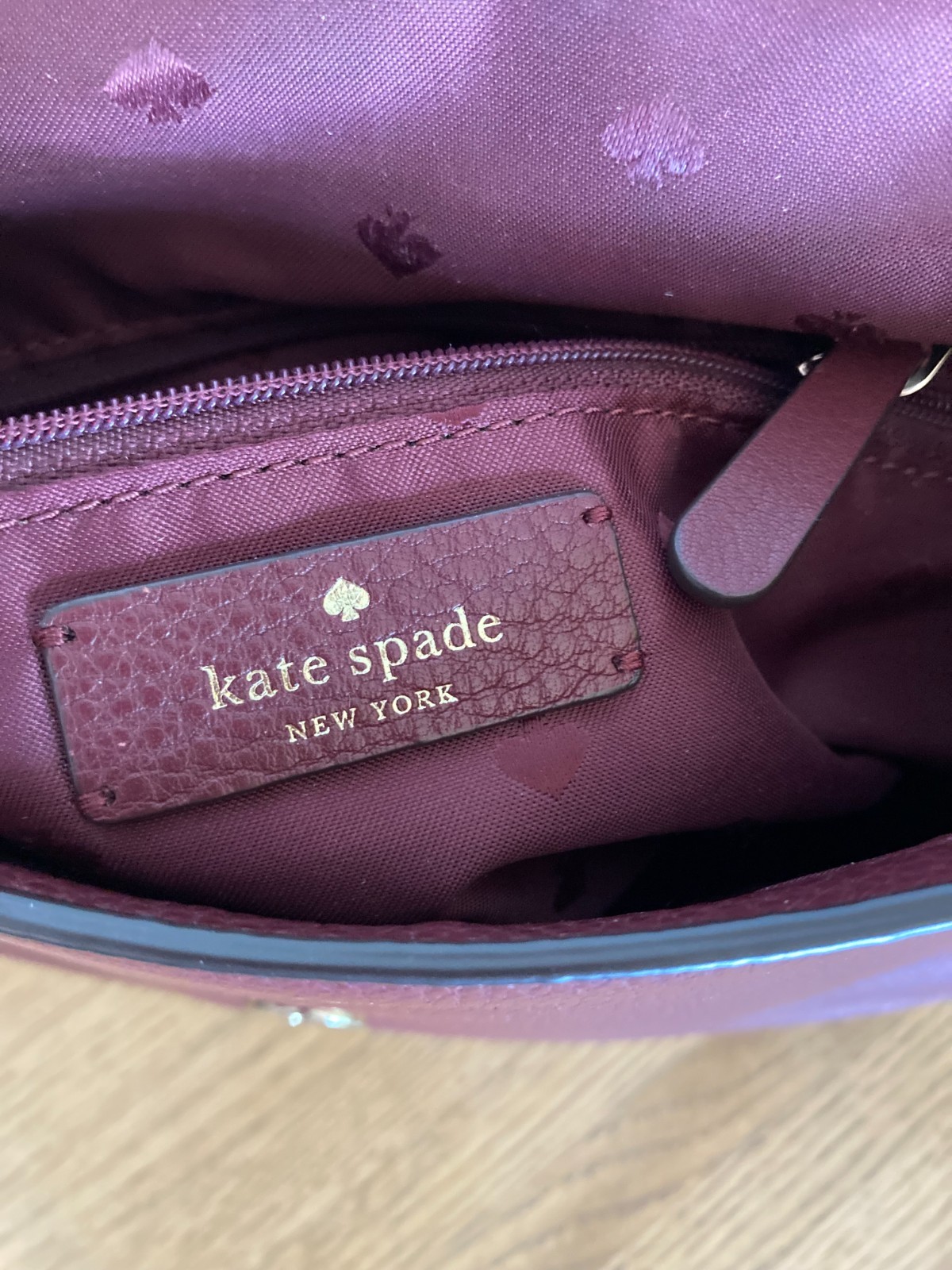 Kate Spade Burgundy Pebbled Leather Top Zip Flap Magnetic Snap Shoulder Bag