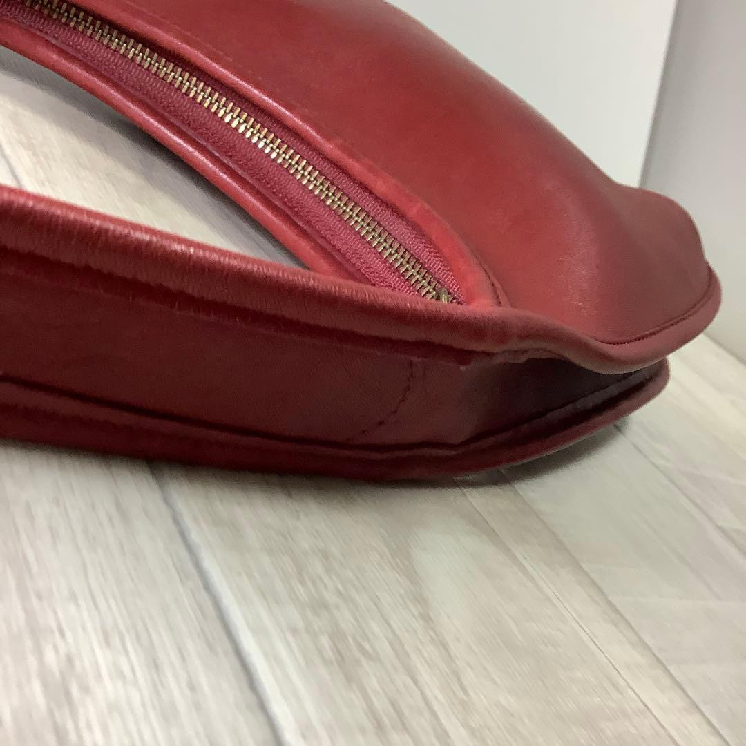 Vintage COACH Ergo Shoulder Bag 9020 Red Leather Purse Old Rare Authentic Japan