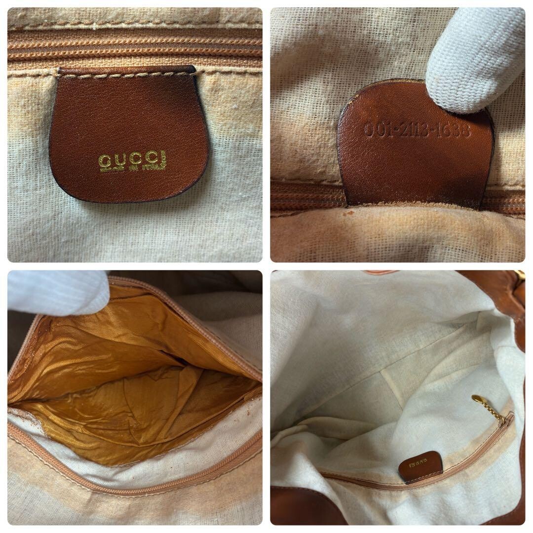 GUCCI One Shoulder Bag Leather Brown Vintage Authentic From Japan