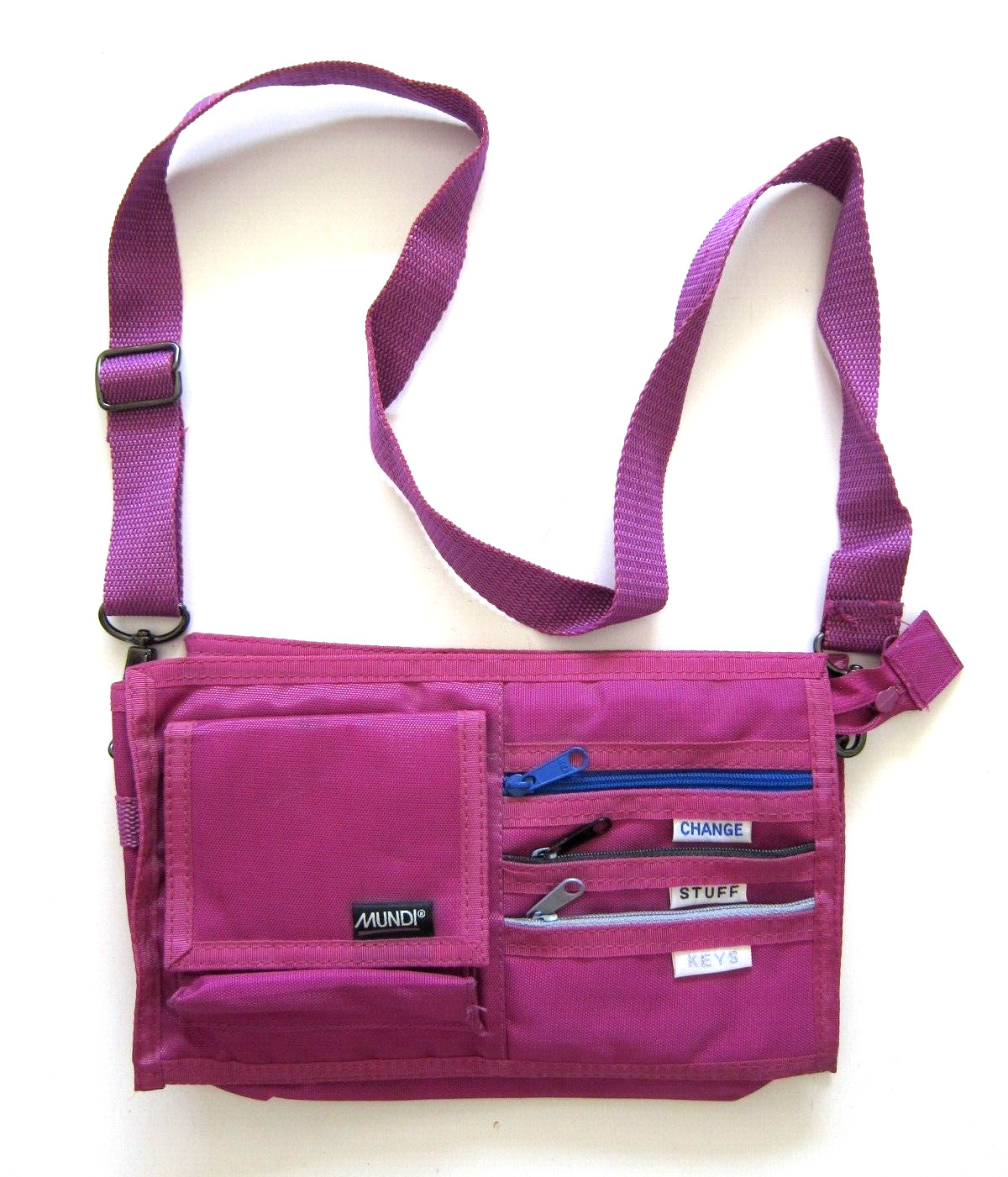 Mundi Small Pink Nylon Canvas Pocket Cargo Travel Satchel Crossbody Purse