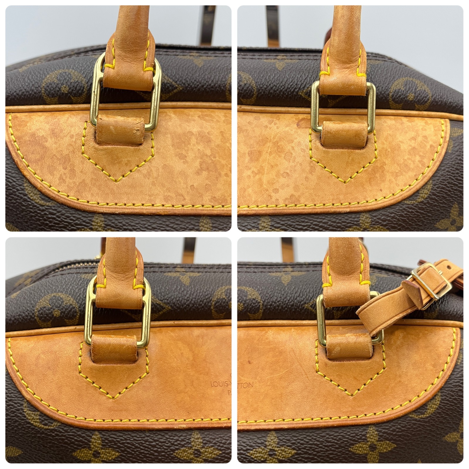 Louis Vuitton M47270 Monogram Deauville Brown Bag Used Authentic W/Key,Tag D246