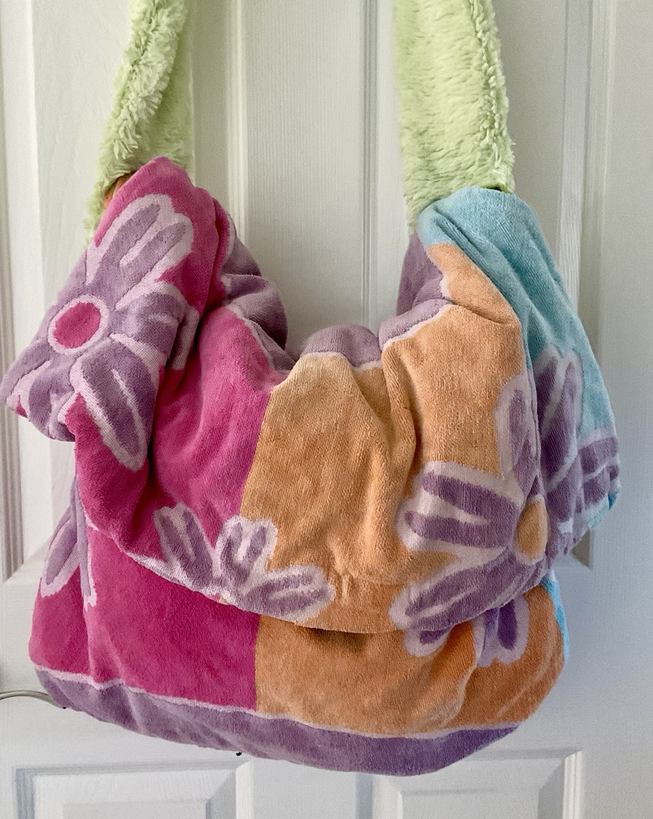 Beach Towel Shoulder Bag Tote Terry Cloth Peace Sign Hippie Swimming Pool Large