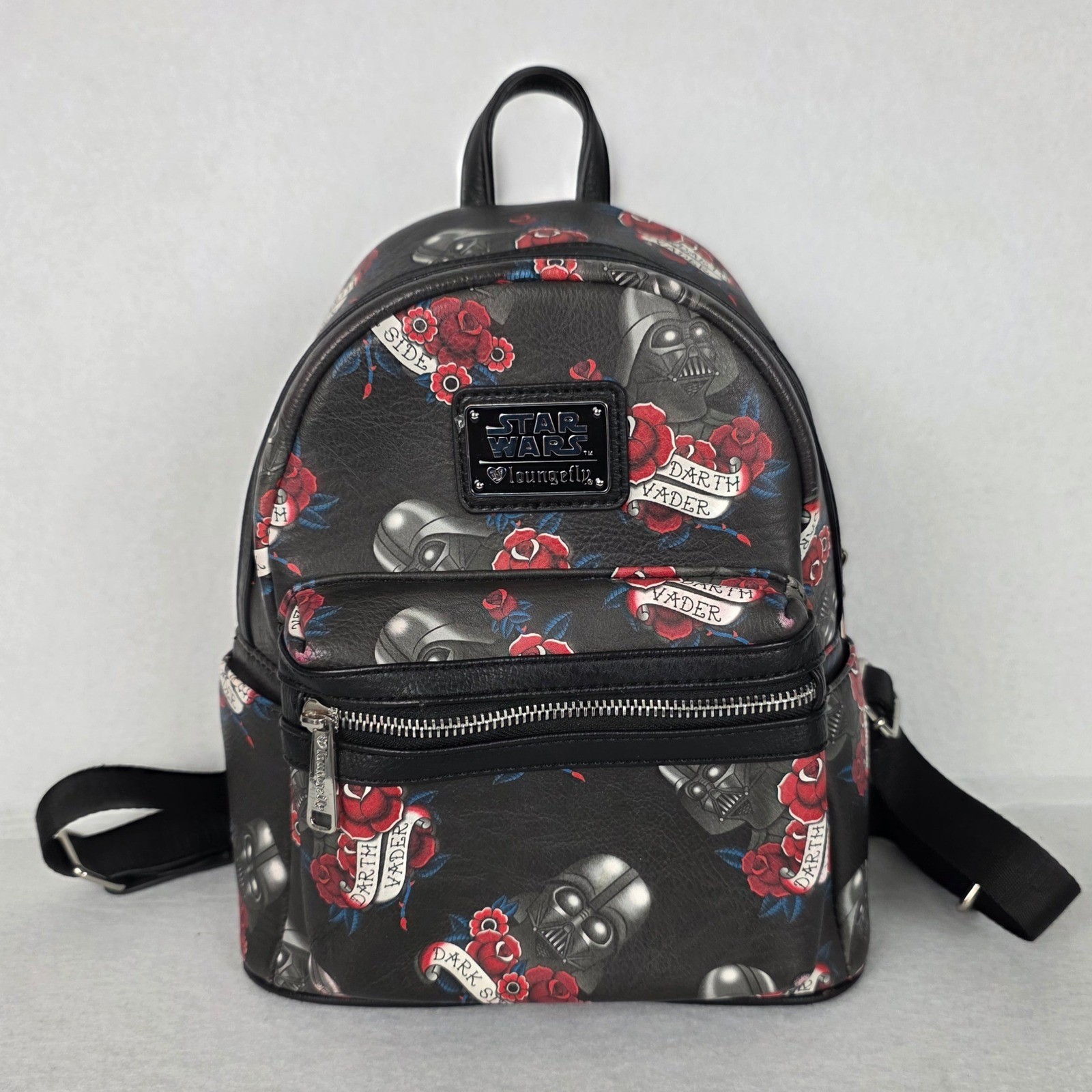 Loungefly Star Wars Darth Vader Roses Mini Backpack Black Faux Leather Disney