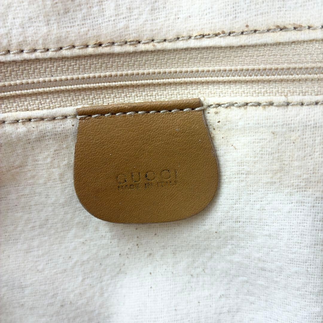 GUCCI Bamboo Handbag Shoulder bag Leather Beige Vintage Authentic From Japan