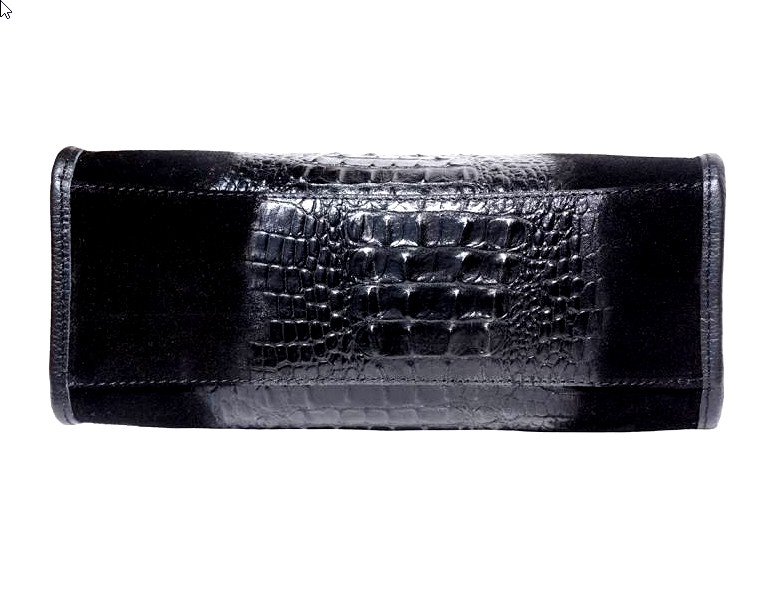 NWT: ITALIAN GENUINE LEATHER & SUEDE CROC-EMBOSSED BAG HANDBAG – MADE IN ITALY