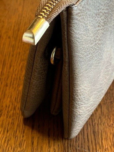 NEW LEATHER LIKE WRISTLET CROSSBODY PURSE BAG – BROWN