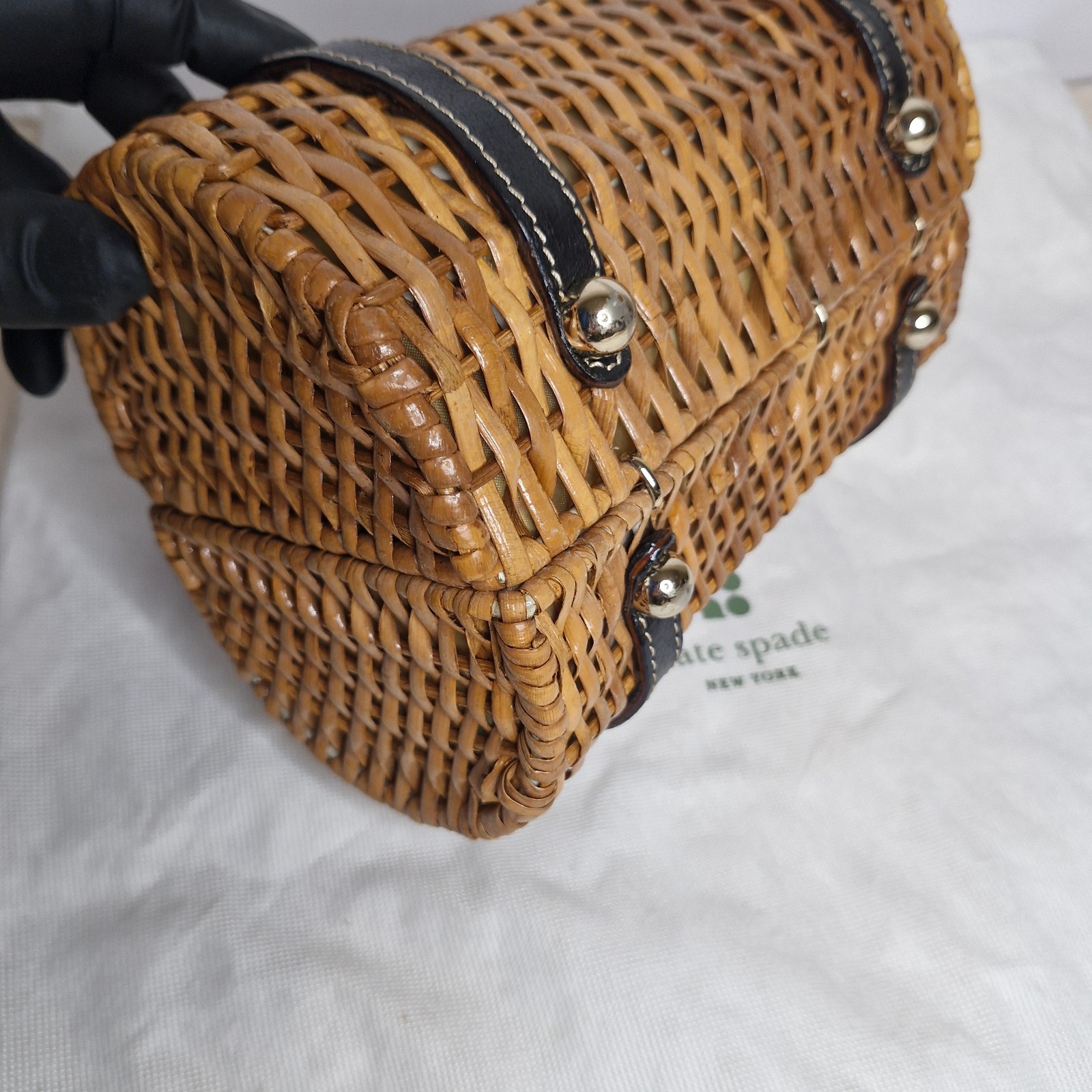Kate Spade New York Woven Monaco Roll Bag Cute Good Condition Latch Close