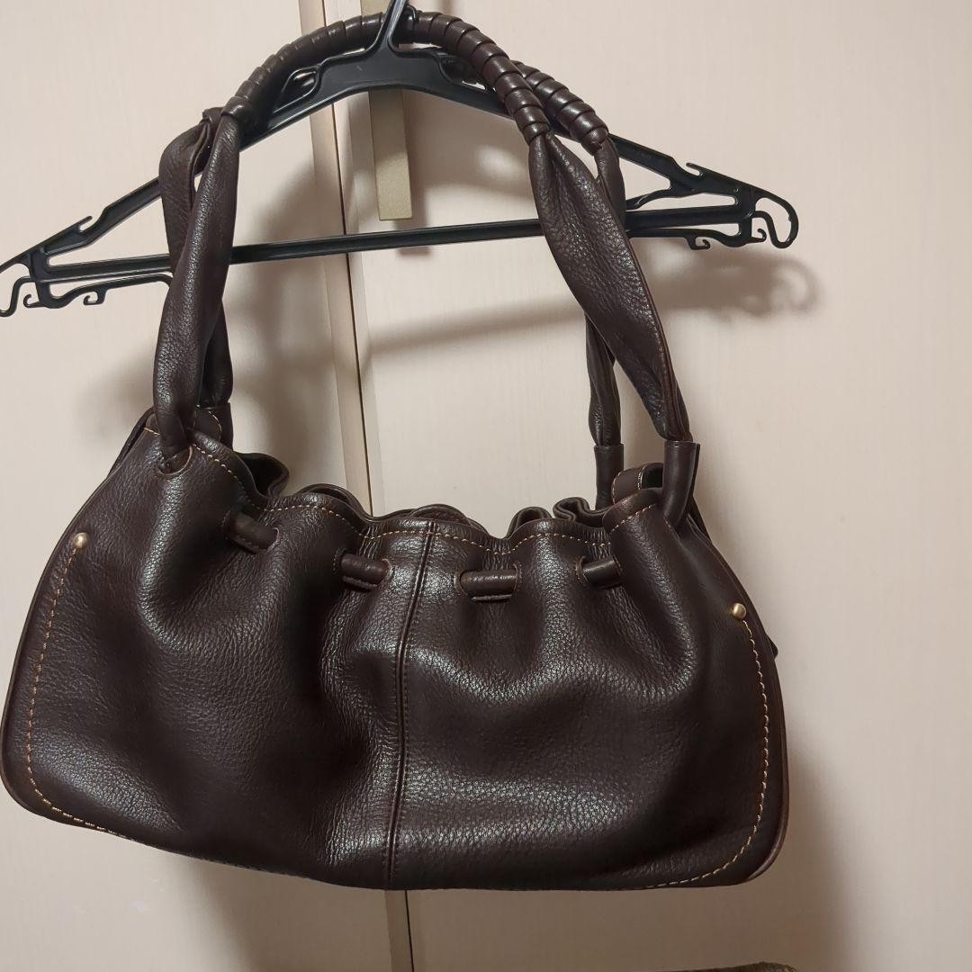 Tsuchiya Kaban Handbag Brown Leather 38x20x13cm Used