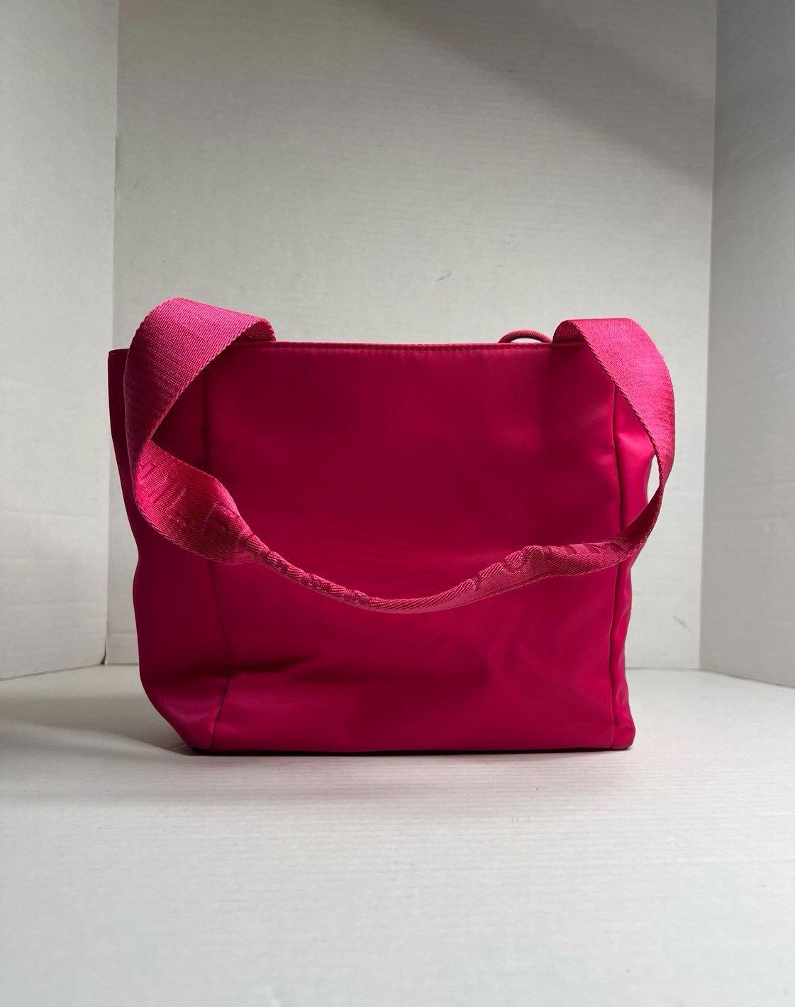 Tommy Hilfiger Erin II Convertible Shopper Bright Hot Pink Nylon Tote Purse Bag