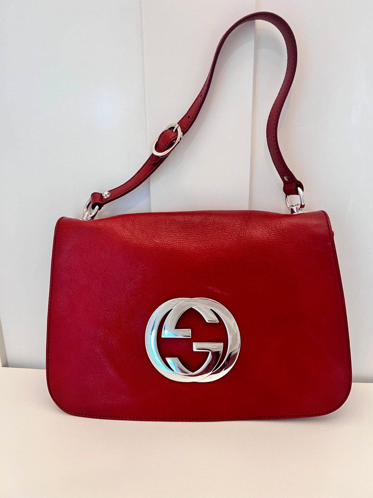 Vintage GUCCI BLONDIE BAG Red Leather Silver Hardware