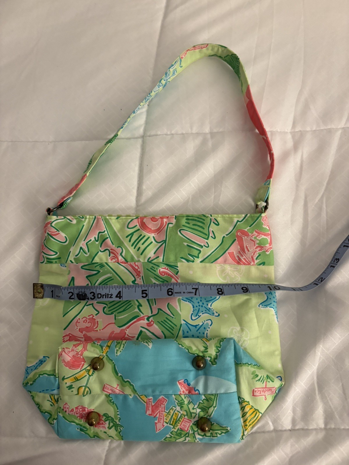 Lilly Pulitzer Patchwork Floral cotton green pink blue tropical Purse Handbag