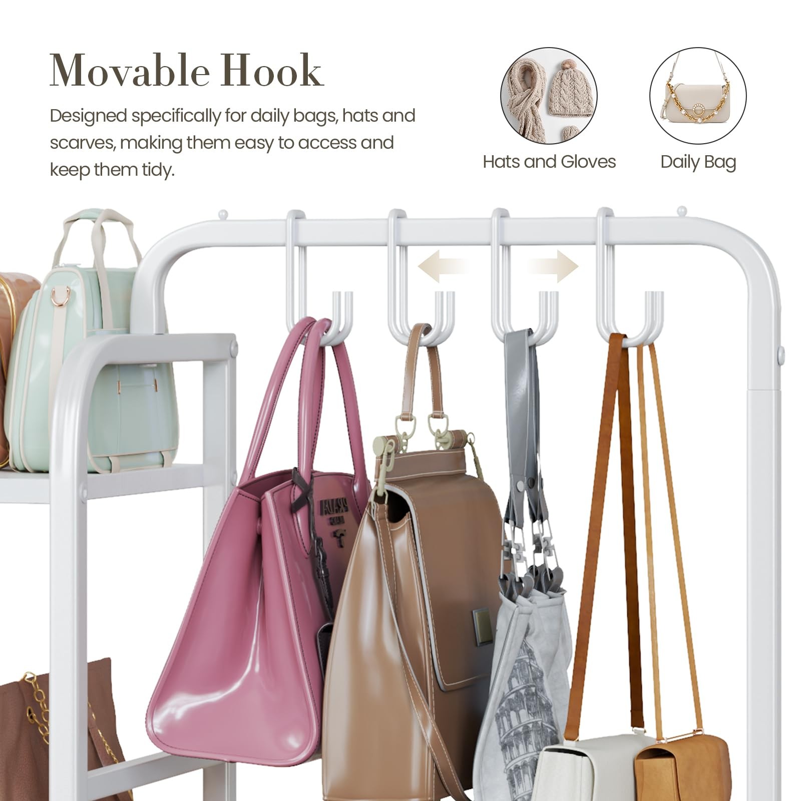 Purse Organizer for Closet, with Bottom Drawer, Extra Large Capacity 3 Tier H…
