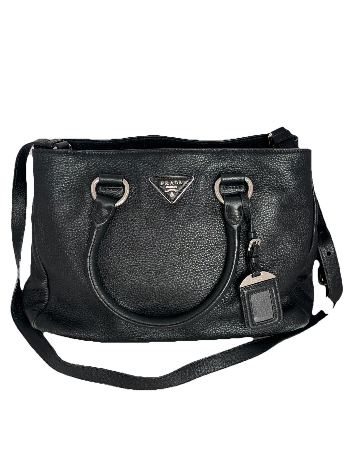 Genuine Prada Vitello Daino Black Leather Bag with Certificate of Authenticity