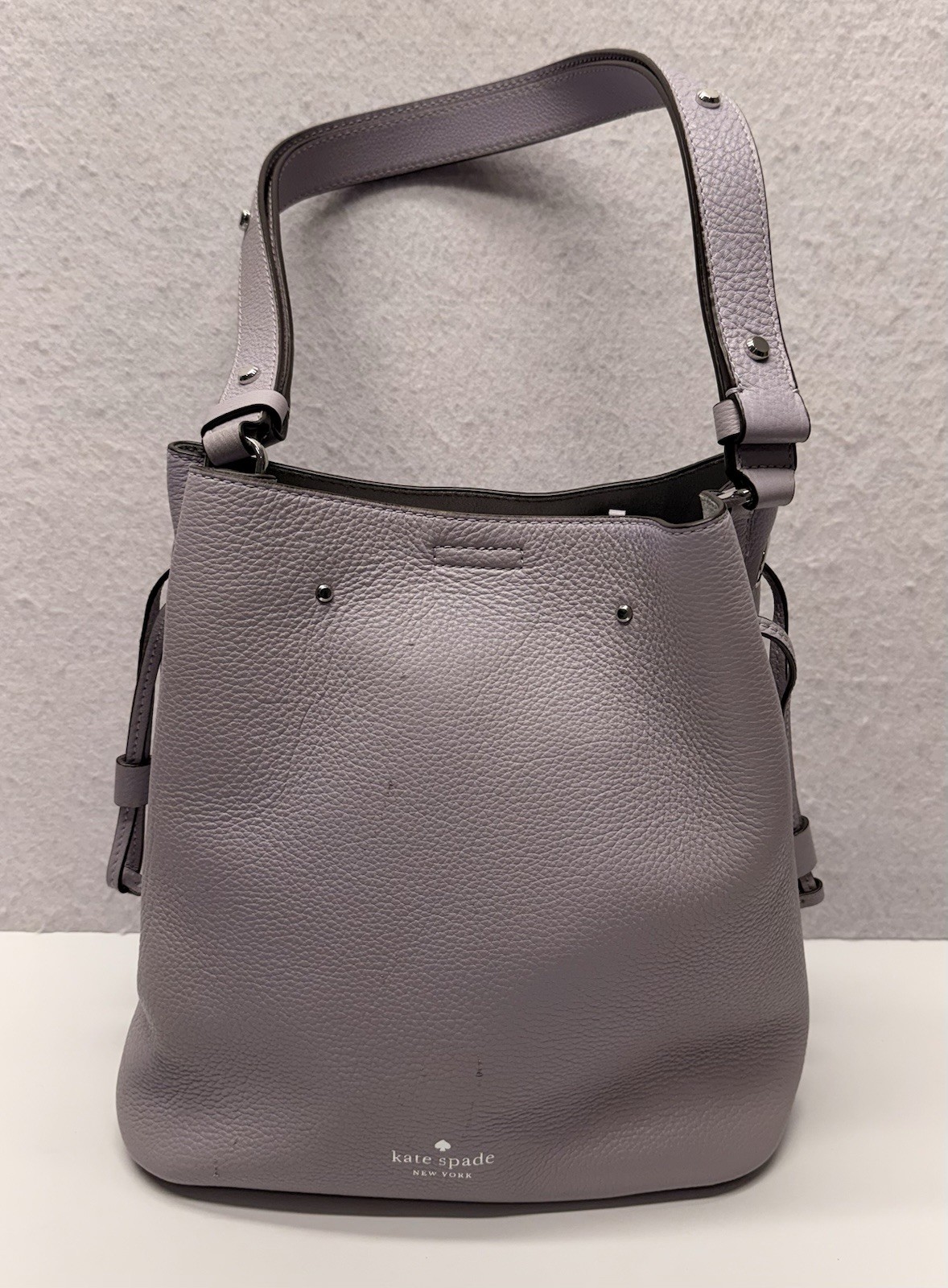 Kate Spade Marti Large Leather Bucket Bag Shoulder Purse Frozen Lilac WKRU6827