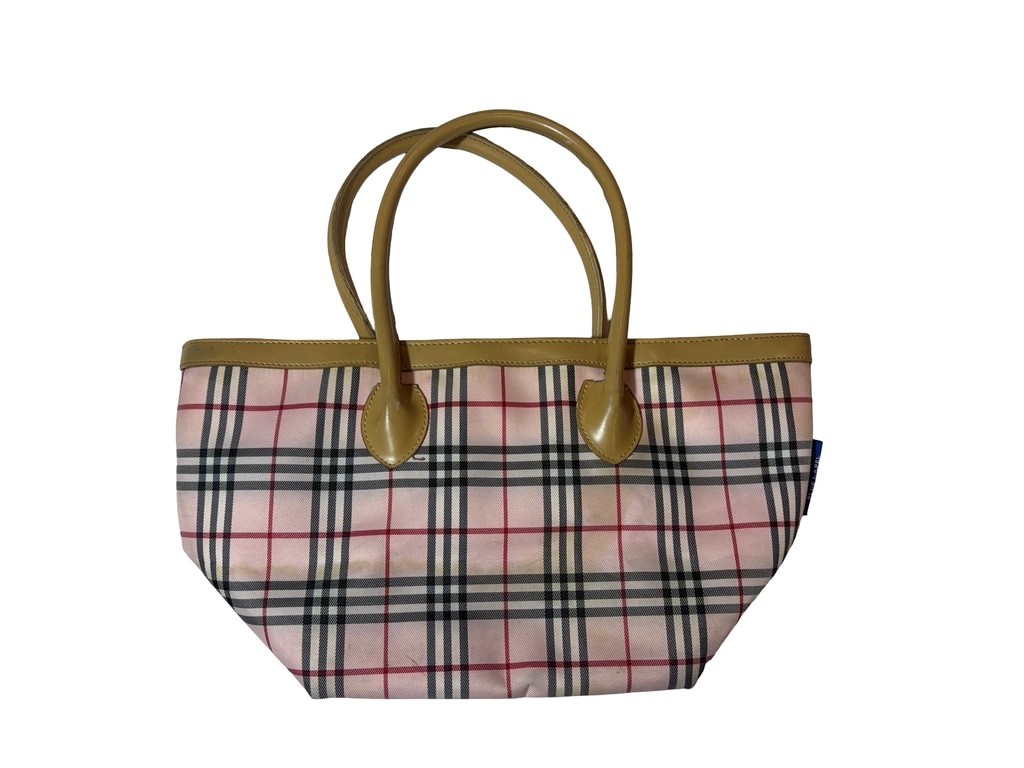 Burberry Blue Label Pink Nova Check Plaid Y2K Preppy Tote Handbag Flaw