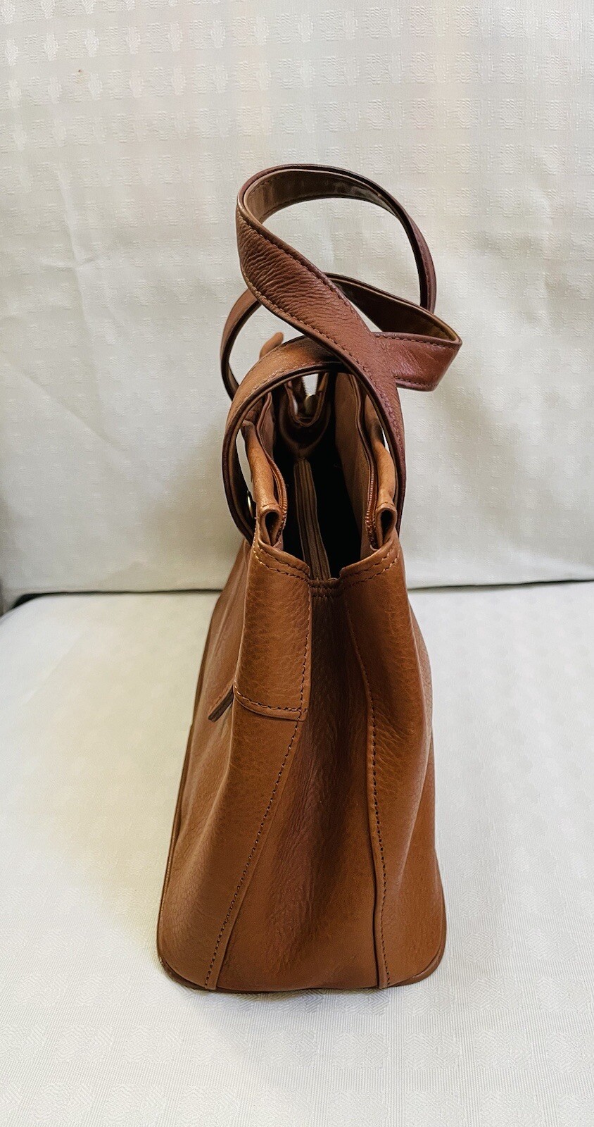 Rolfs Genuine Leather Brown Handbag Purse Double Handle Classic Small Tote
