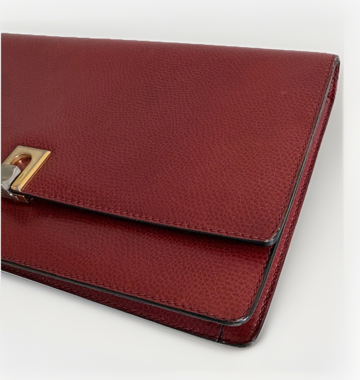 Authentic Bally Clutch Leather Red From Japan 0906