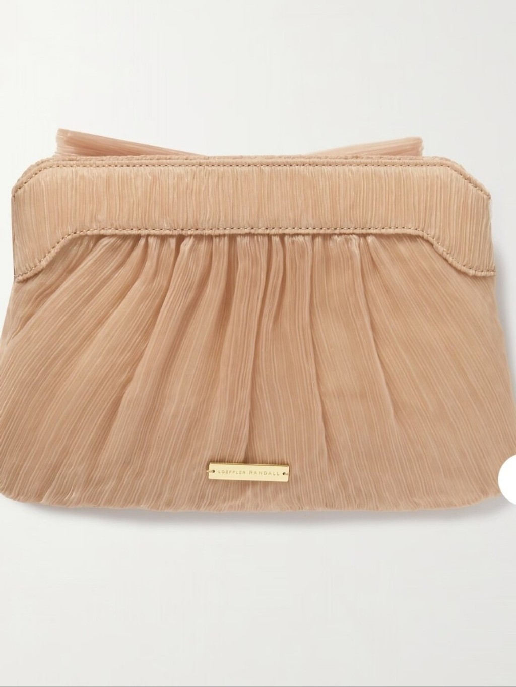 LOEFFLER RANDALL Rayne bow-embellished plissé-organza clutch NWT $250 (No Strap)