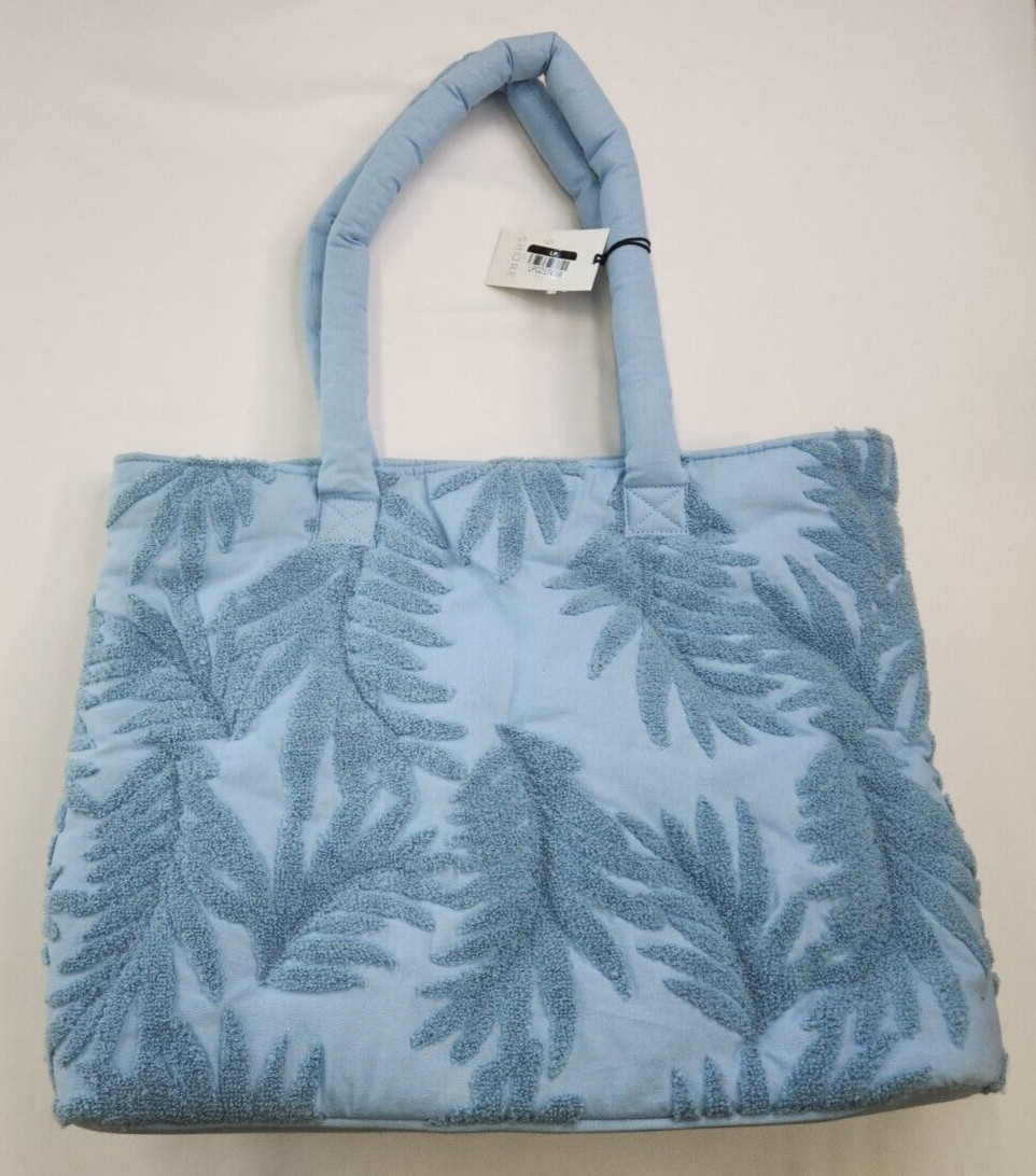 Shade&Shore Womens Blue Terry Tote Large Beach Bag 20′ X 14′ X 7′ Pockets