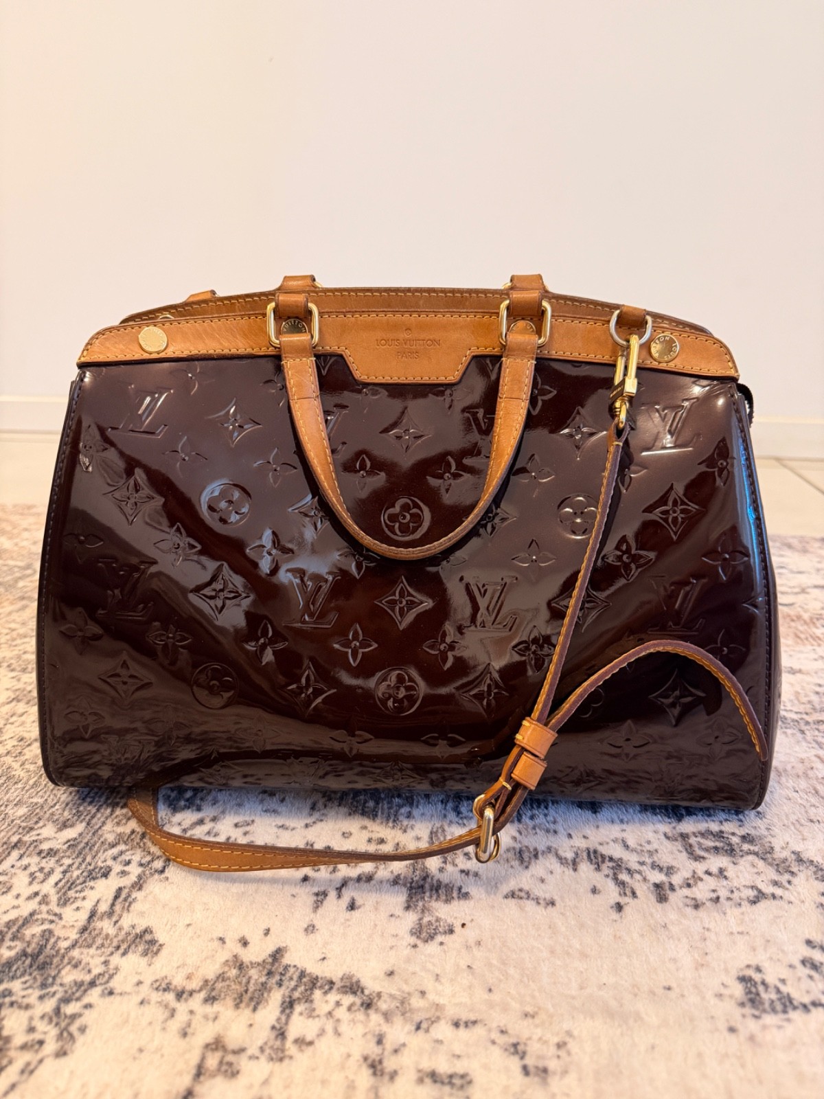 Louis Vuitton Brea Shoulder Bag MM Amarante Leather Monogram Vernis