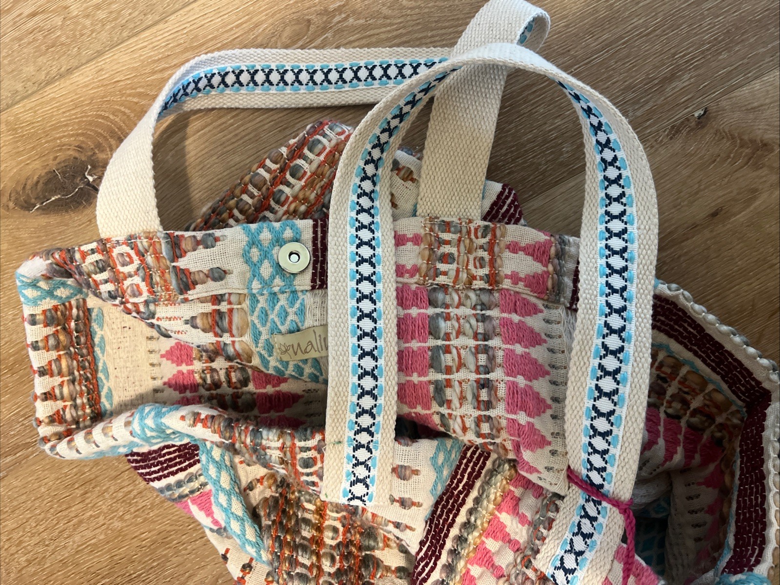Nalini Large Embroidered / Woven Tote Tassel Boho Colorful