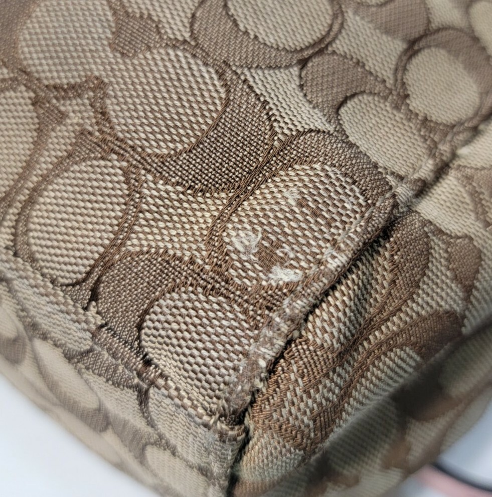 Coach F58327 Celeste Khaki/Pink Canvas/Leather Convertible Hobo Crossbody