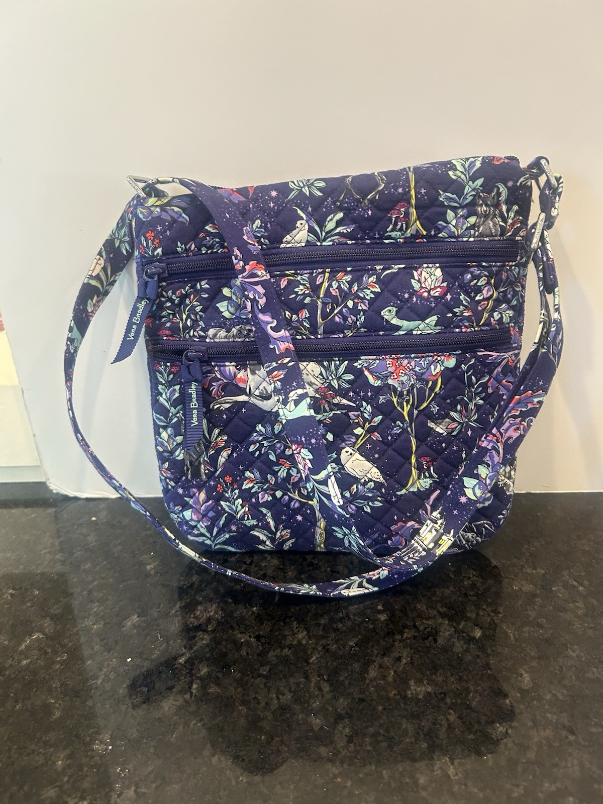 Vera Bradley Harry Potter Bag Medium 11” Blue Forbidden Forest Printed Crossbody